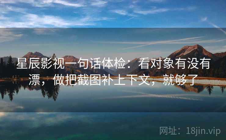 星辰影视一句话体检：看对象有没有漂，做把截图补上下文，就够了