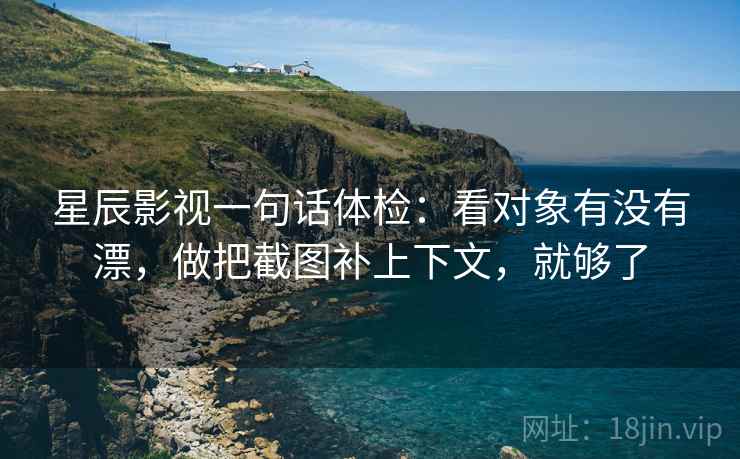星辰影视一句话体检：看对象有没有漂，做把截图补上下文，就够了